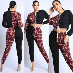 NEW Burgundy Womens Active Set